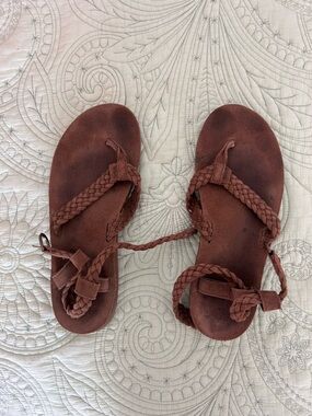 Teva Women's Braided Leather Sandals in Brown